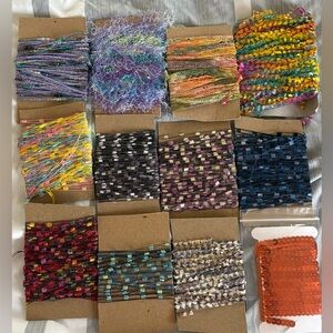 Decorative Novelty Ladder Eyelash Sequin Craft Yarn Lot of 12